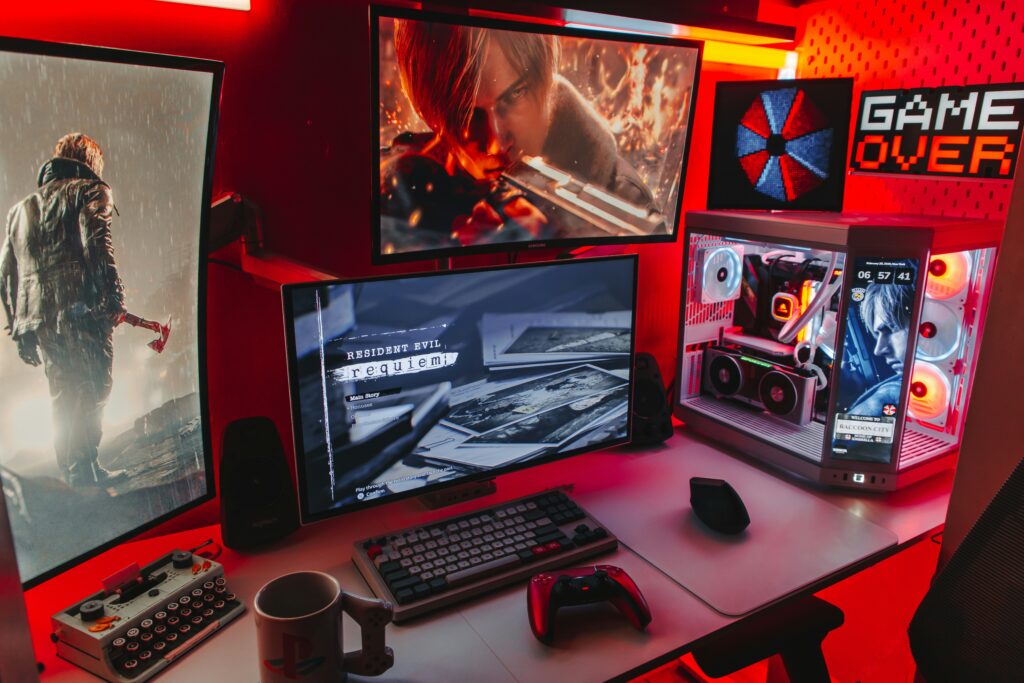 gaming setup pc console